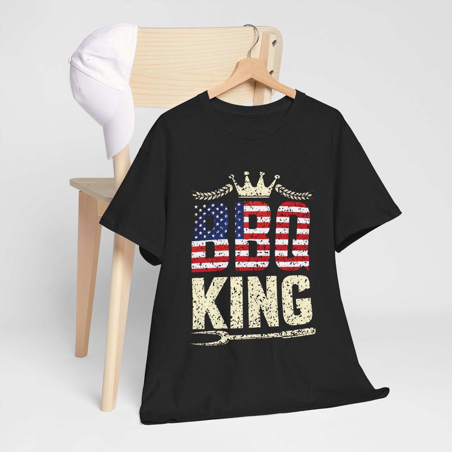 BBQ King Unisex Heavy Cotton Tee - Patriotic Grilling Shirt for Summer Celebrations