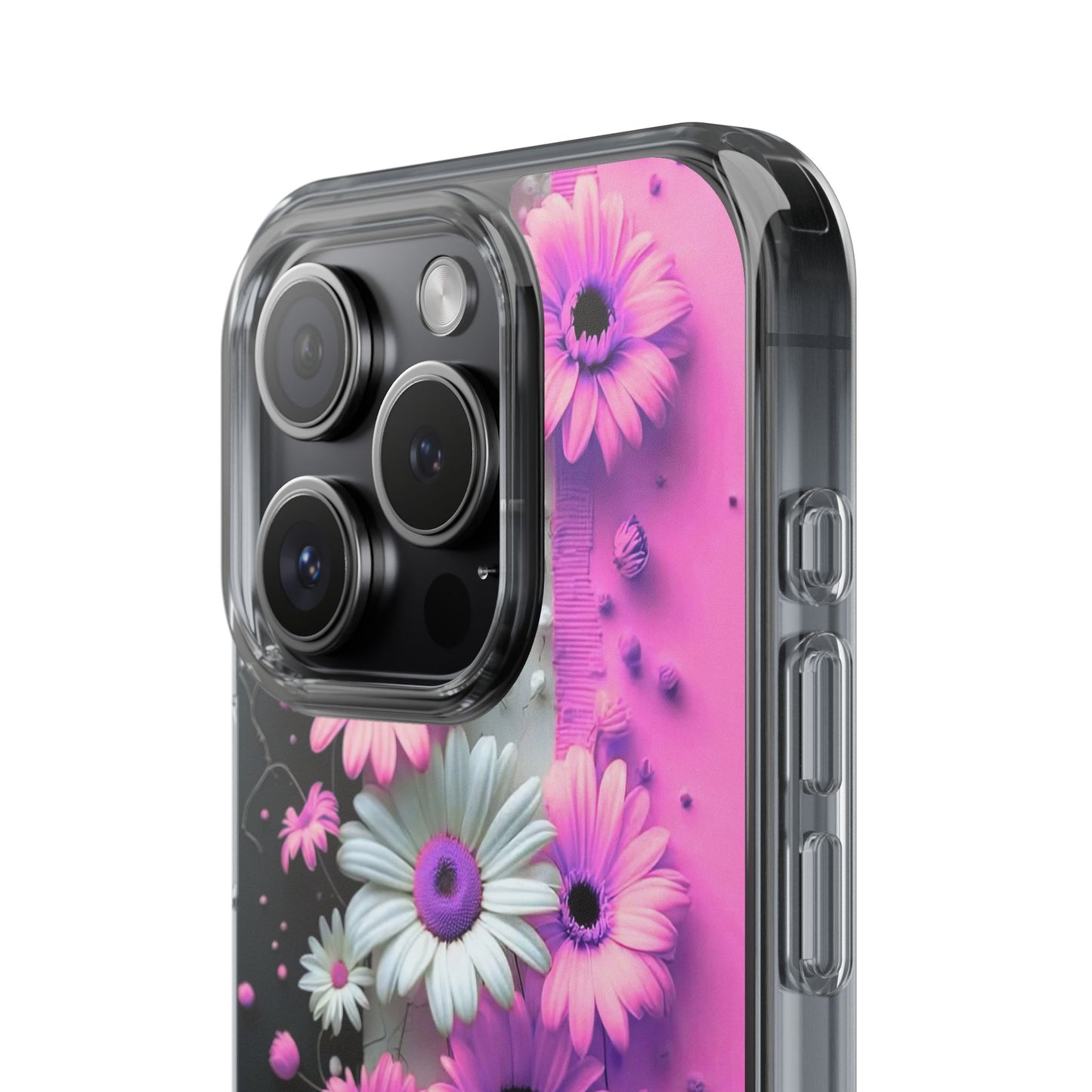 Floral Clear Phone Case – Pink Flower Design