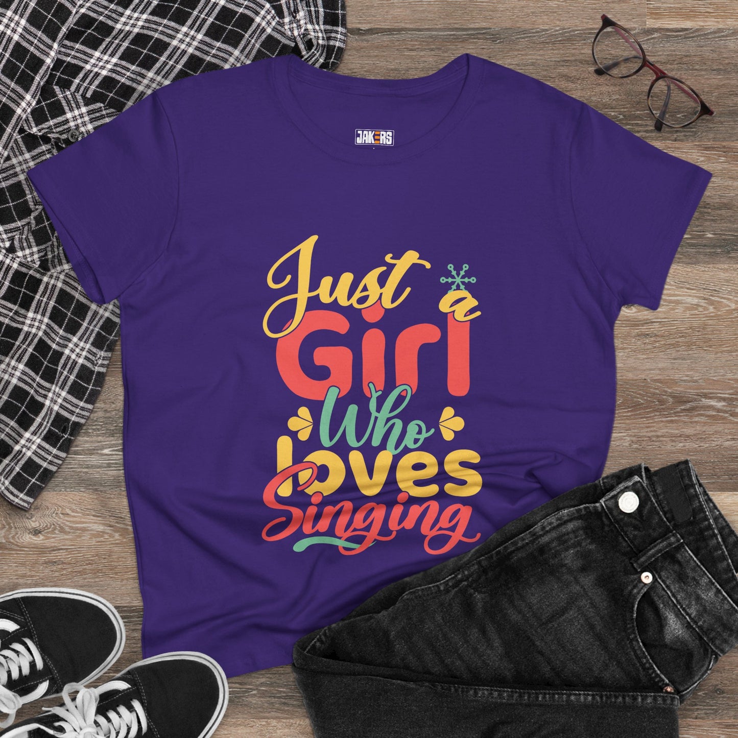 Just a Girl Who Loves Singing Tee - Women's Midweight Cotton T-Shirt