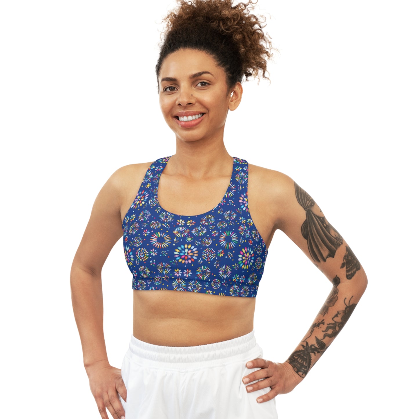 Vibrant Vibes Seamless Sports Bra (AOP) / Blue