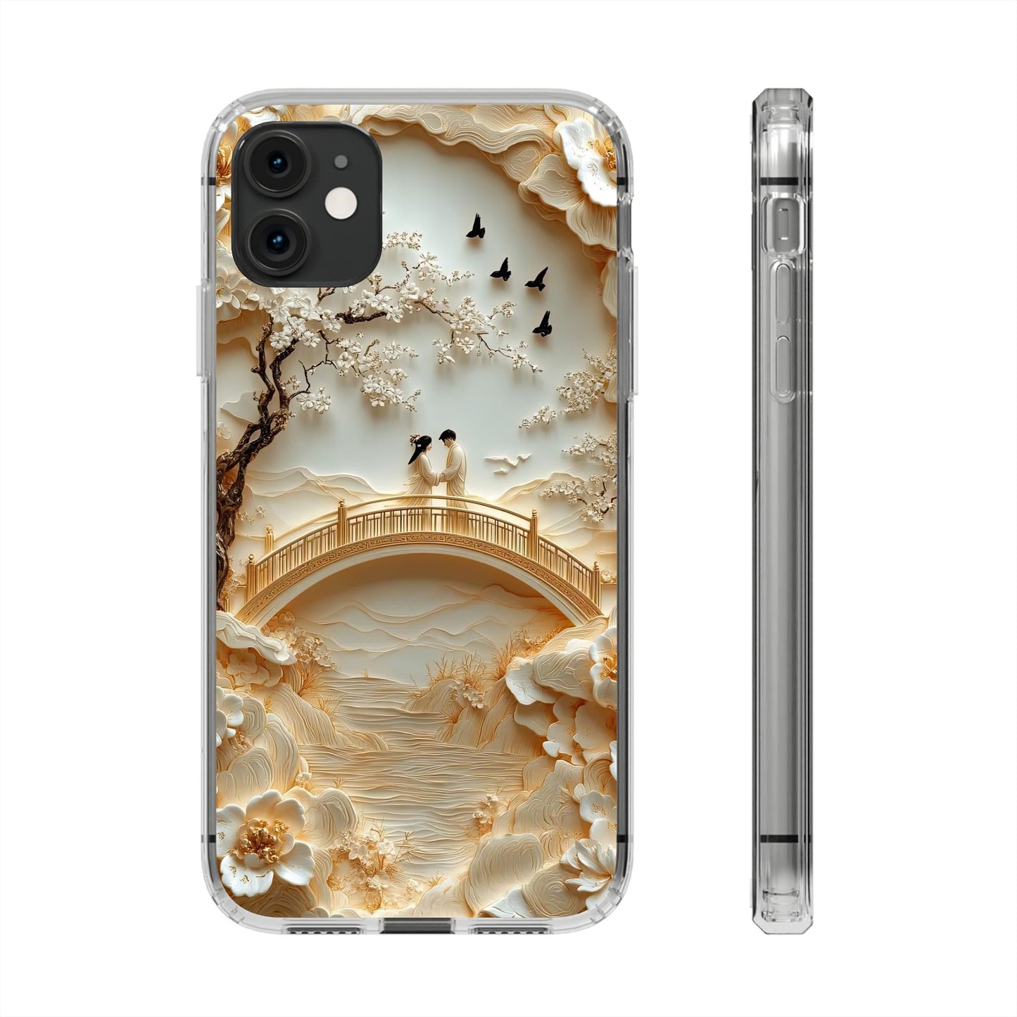 Romantic Couple 3D Effect Clear Cases,  Artistic Protective Cover