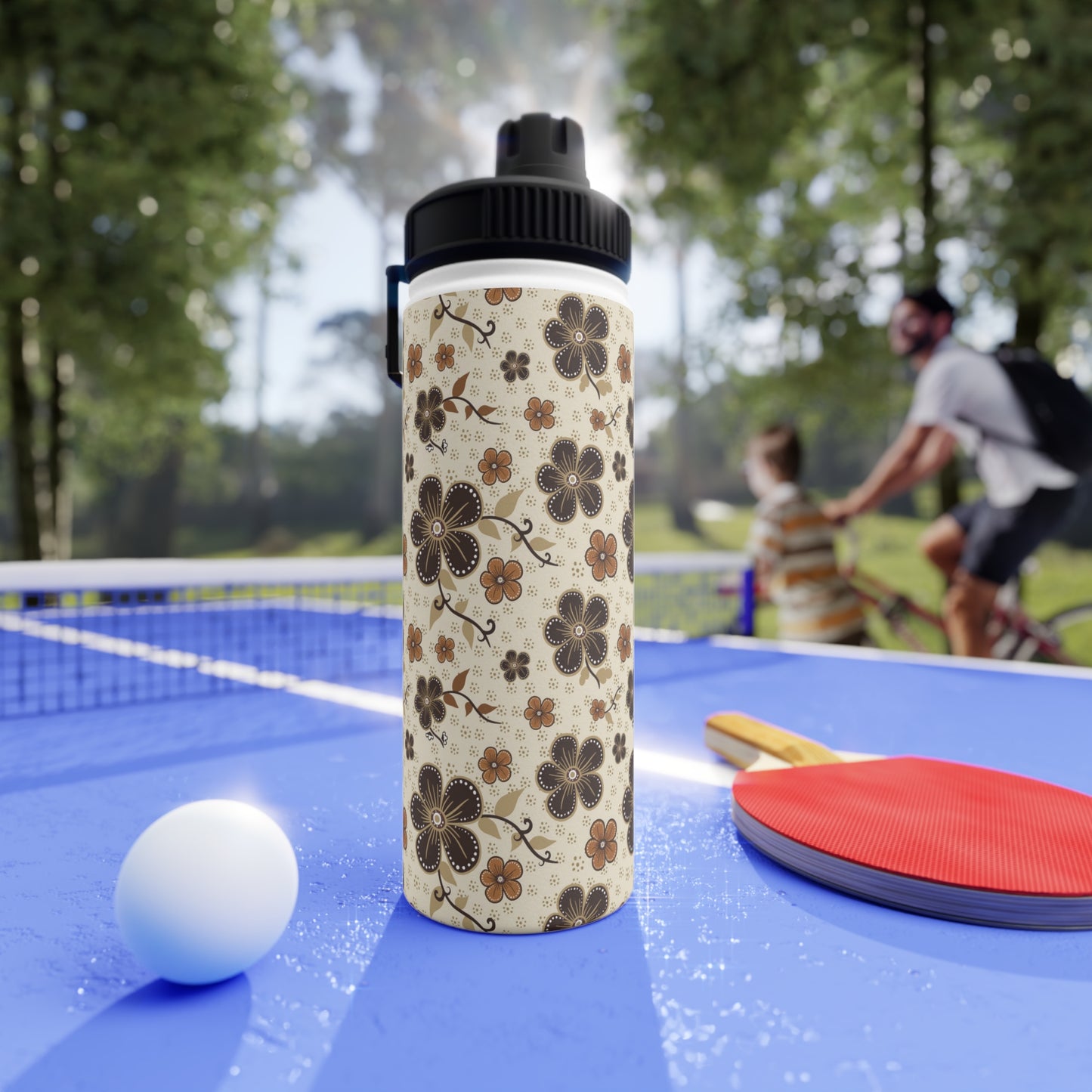 Timeless Elegance Stainless Steel Water Bottle, Sports Lid / Beige