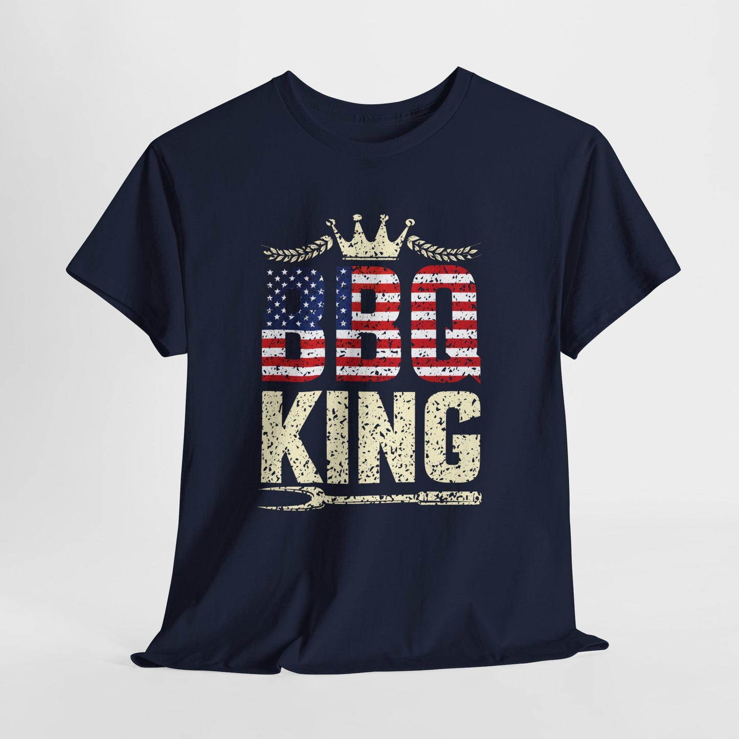 BBQ King Unisex Heavy Cotton Tee - Patriotic Grilling Shirt for Summer Celebrations