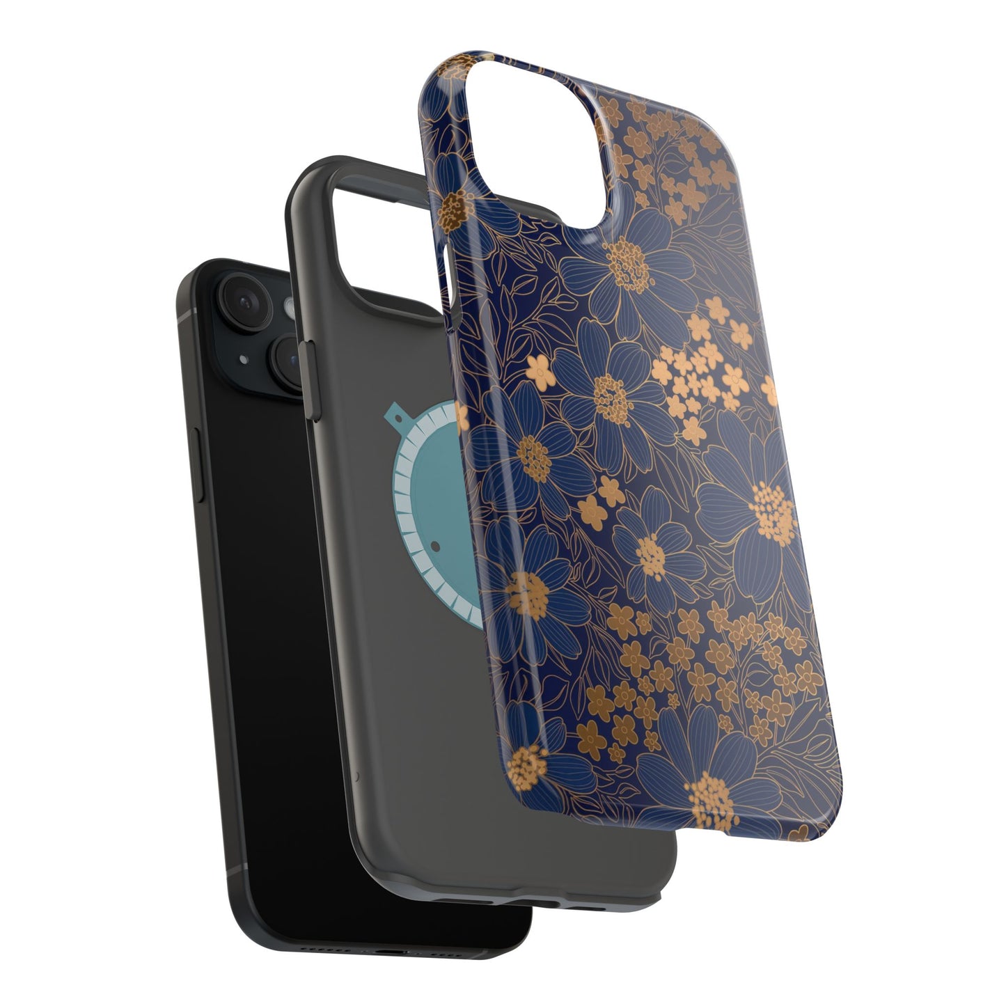 Luxury Serial Magnetic Phone Case, Golden Floral