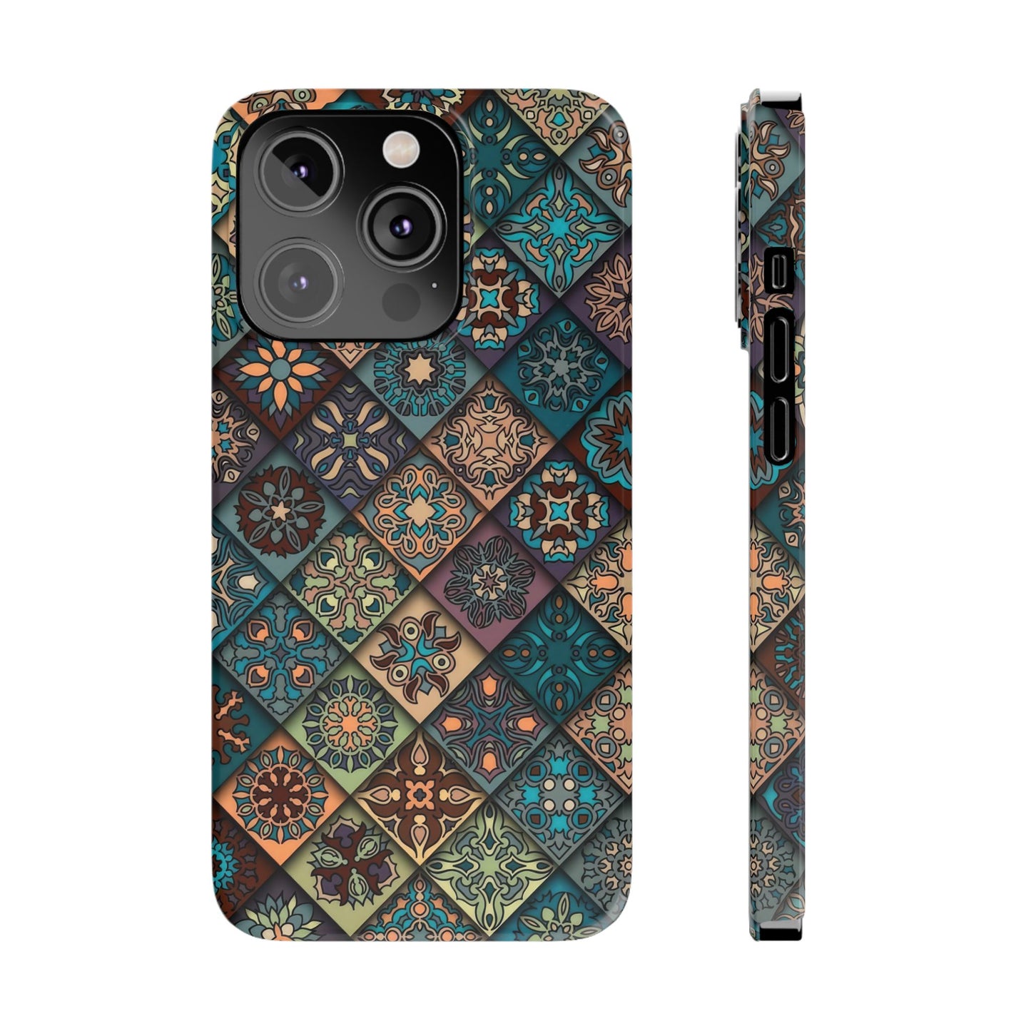 Aztec Geometric Slim Cases, Boho Blue