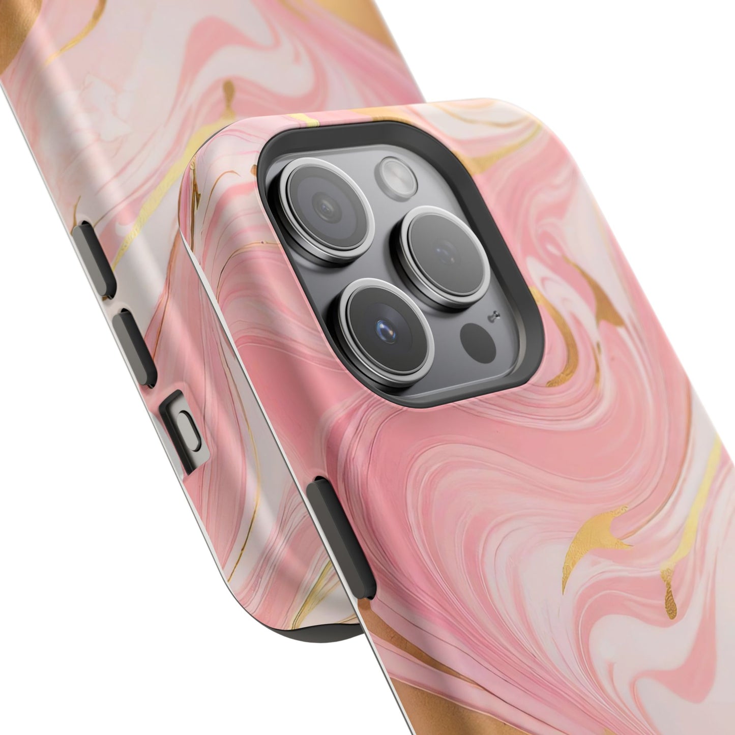 Stylish Magnetic Phone Case, Pink Marble Protective Cover