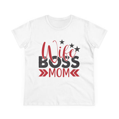 Wife Boss Mom Tee - Midweight Cotton Shirt for Empowered Women
