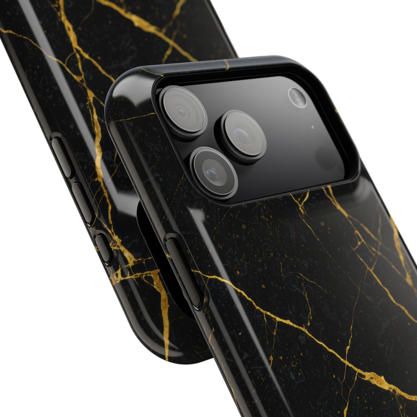Luxury Black Marble Impact-Resistant iPhone