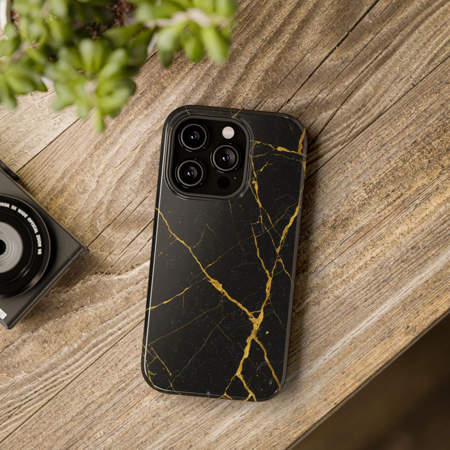 Luxury Black Marble Impact-Resistant iPhone