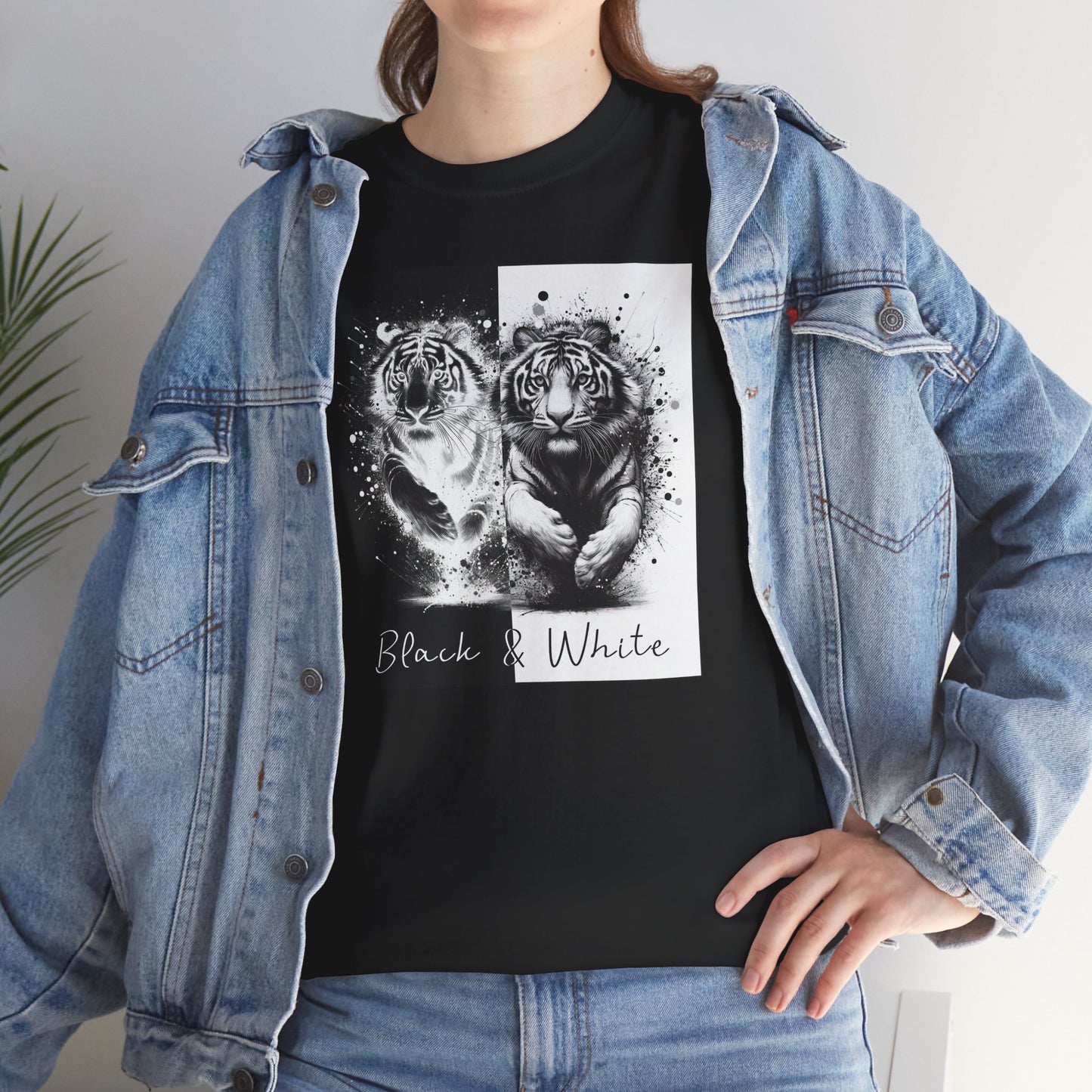 Black & White Tigers Unisex Heavy Cotton Tee