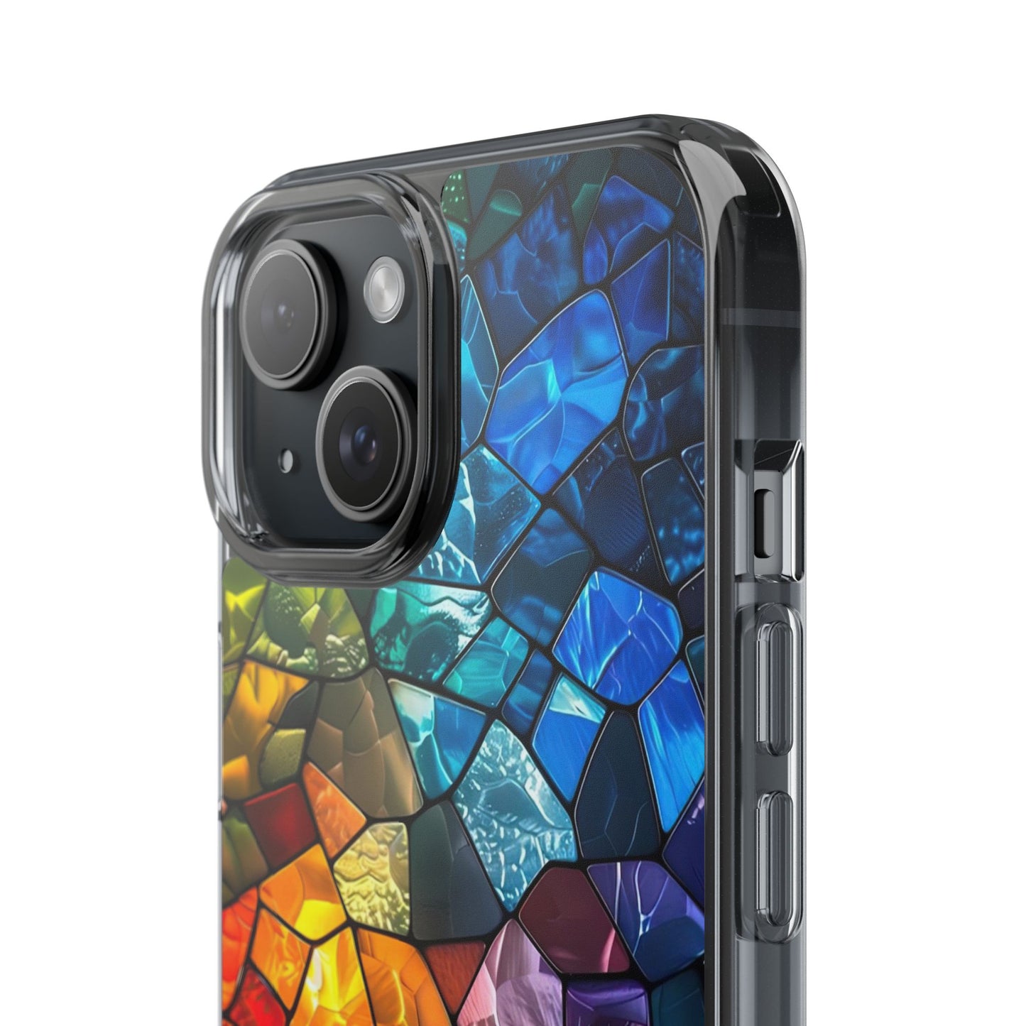 Vibrant Clear Phone Case, Colorful Stained Glass Design