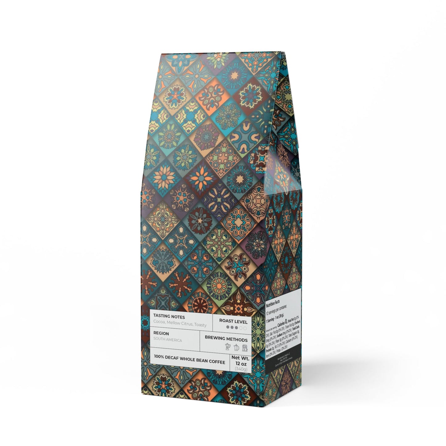 Trapper Peak Decaf Coffee Blend (Medium Roast) / Tasting notes: Cocoa, mellow citrus, toasty