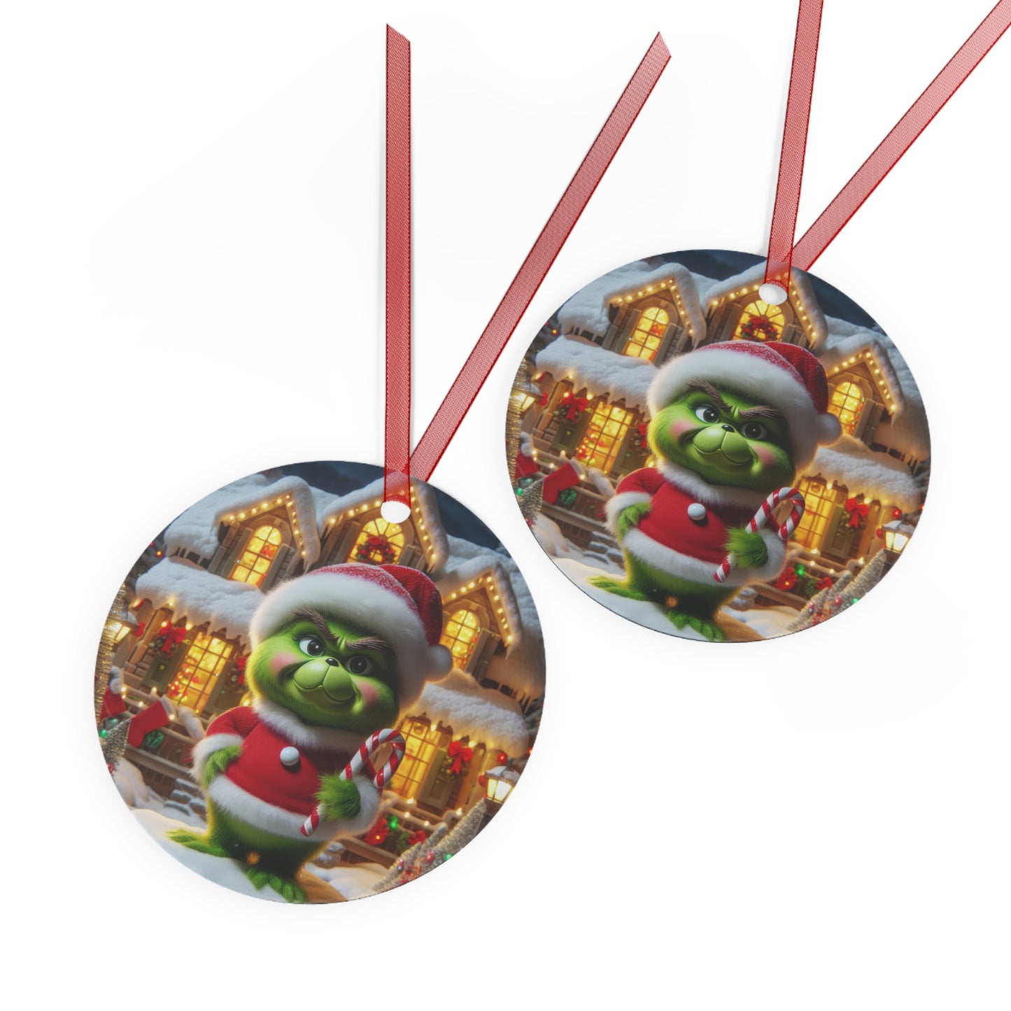 Little Grinch’s Sweet Treat Metal Ornaments, 2-Side Print