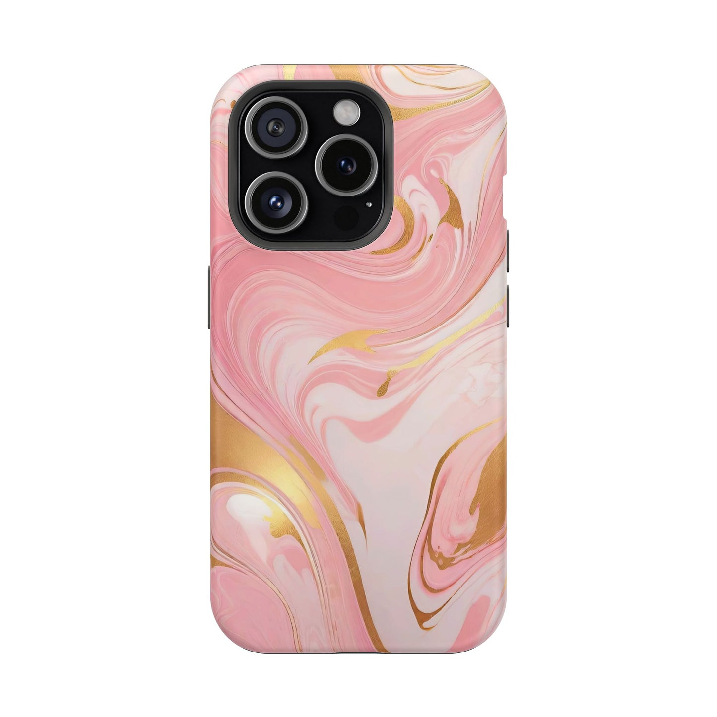 Stylish Magnetic Phone Case, Pink Marble Protective Cover