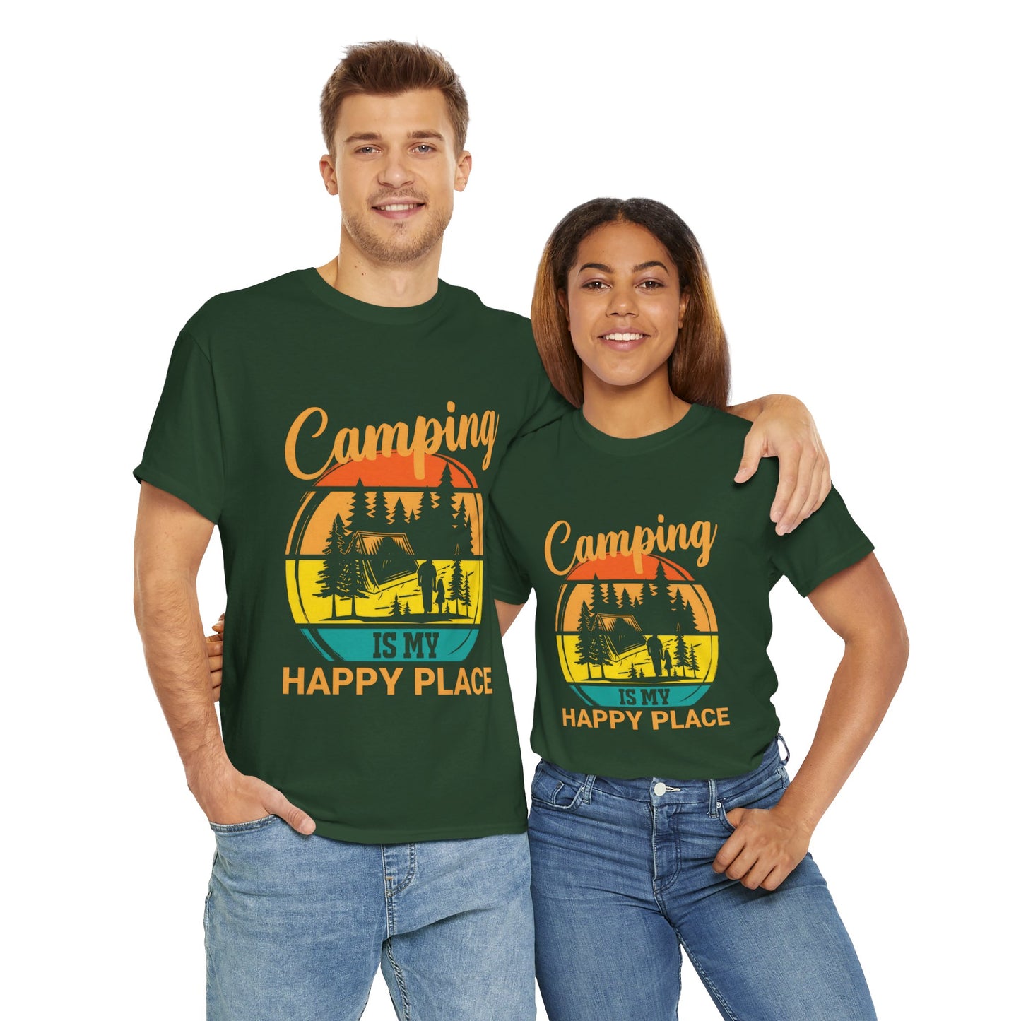 Camping Is My Happy Place Unisex Heavy Cotton Tee