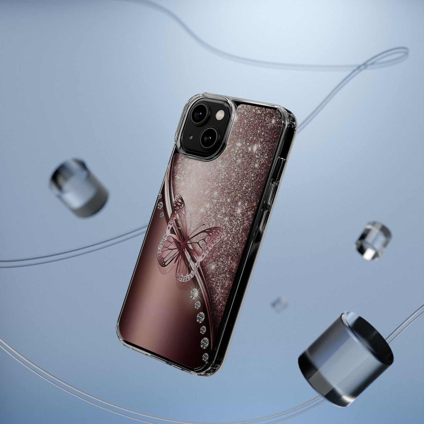 Elegant Butterfly Clear Case, Stylish Transparent Protective Cover for Women