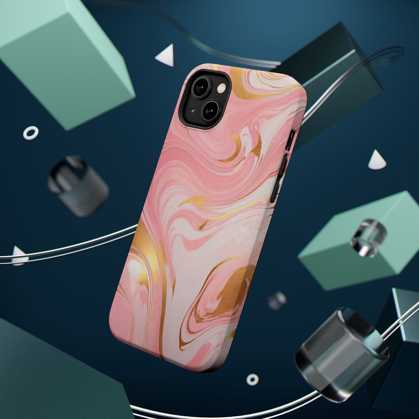 Stylish Magnetic Phone Case, Pink Marble Protective Cover