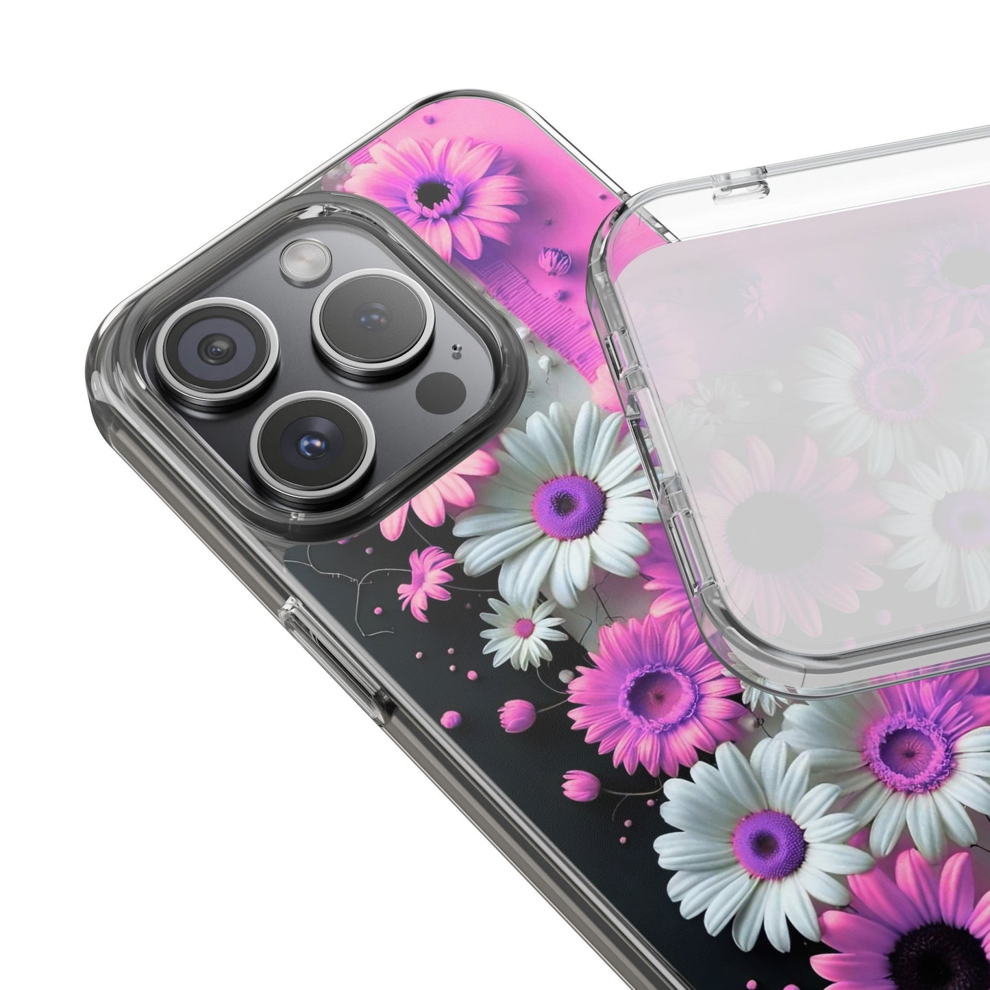 Floral Clear Phone Case – Pink Flower Design