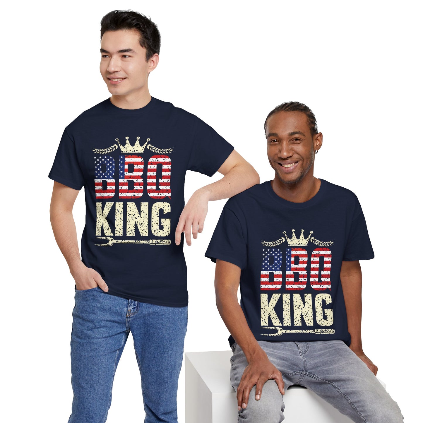 BBQ King Unisex Heavy Cotton Tee - Patriotic Grilling Shirt for Summer Celebrations