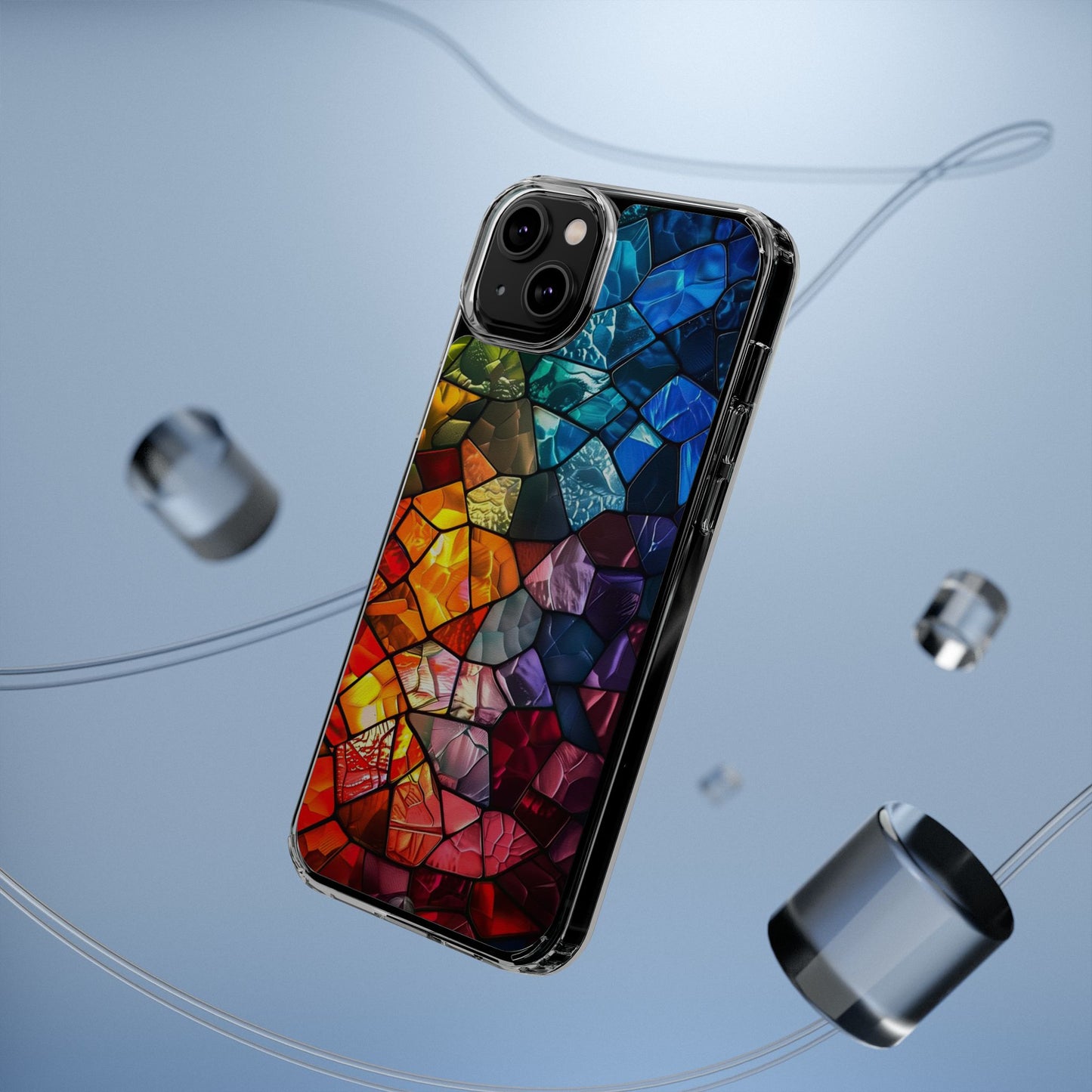 Vibrant Clear Phone Case, Colorful Stained Glass Design