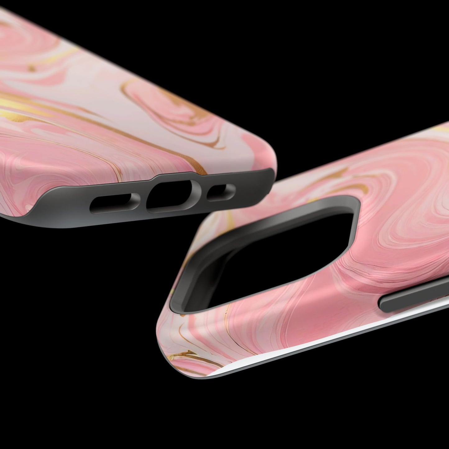 Stylish Magnetic Phone Case, Pink Marble Protective Cover