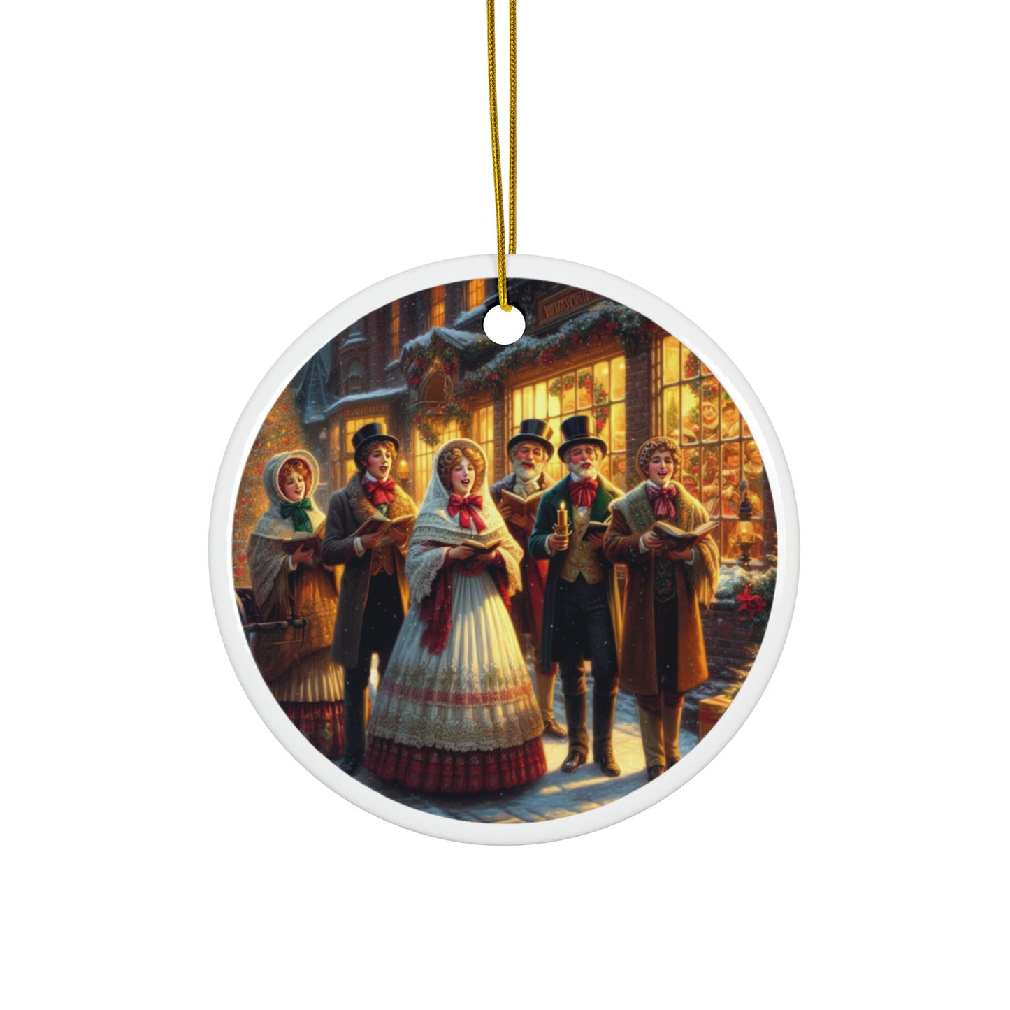 Festive Tunes and Holiday Spirits Christmas Ceramic Ornaments, 2-Side Print, (1pc, 3pcs, 5pcs, 10pcs)