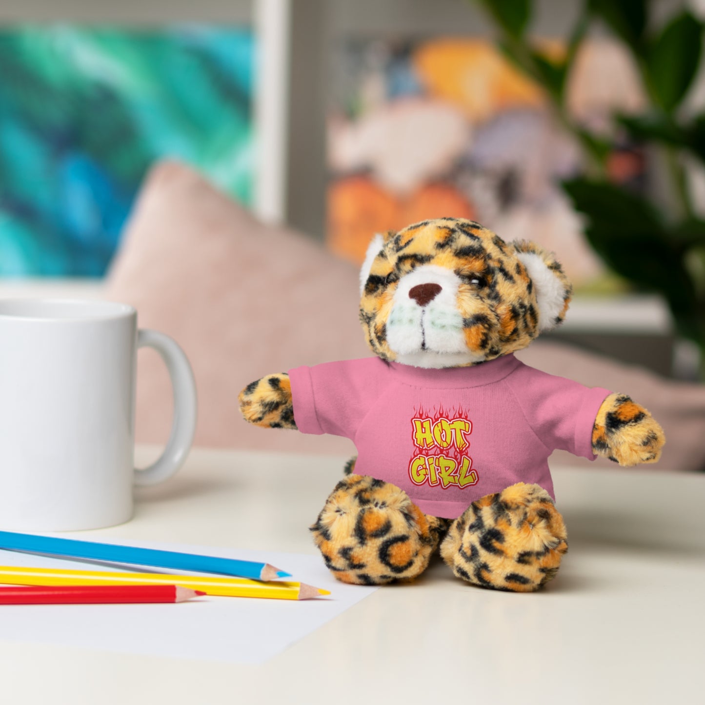 Cute Plush Animal with Hot Girl Tee for Birthdays, Baby Showers, Children, Gifts
