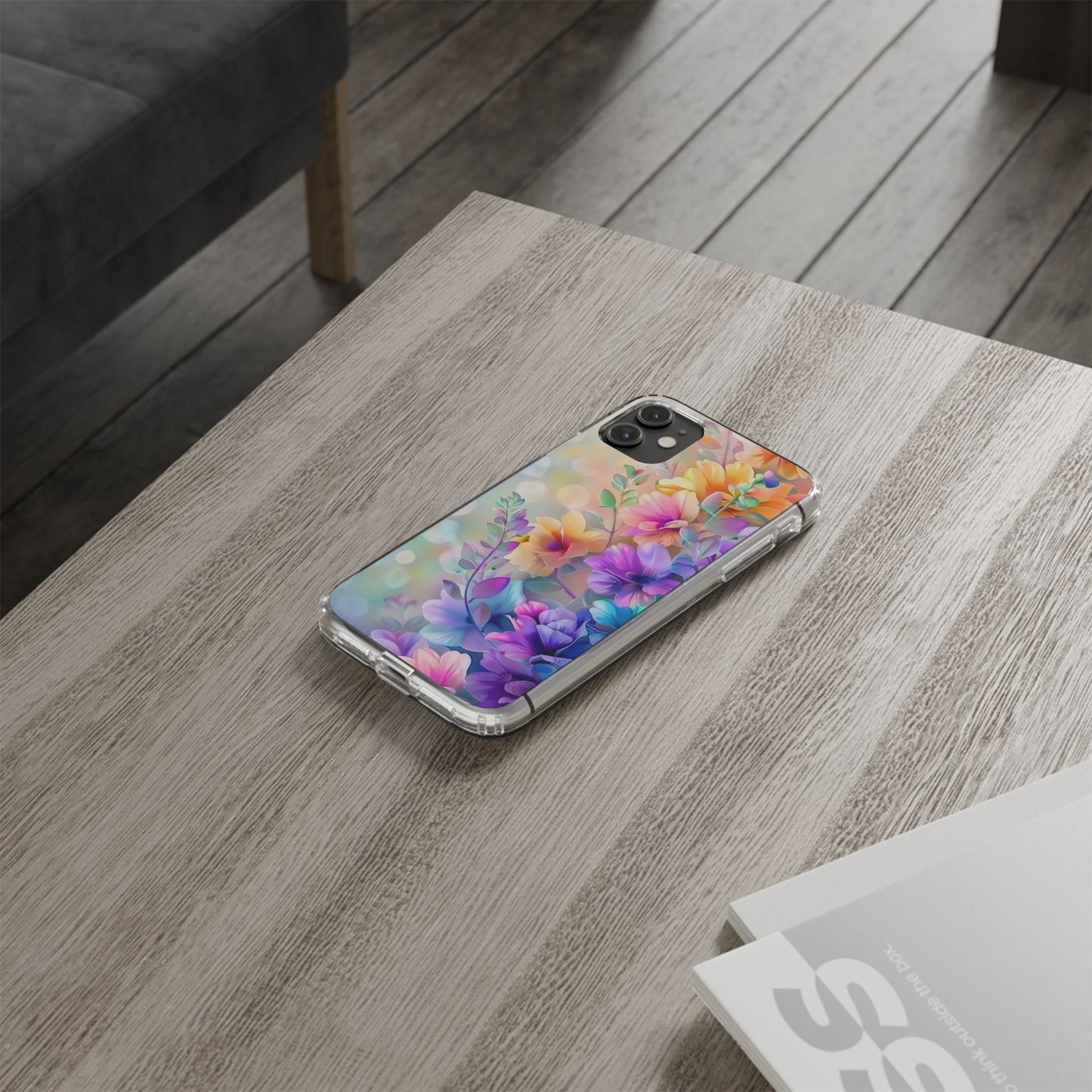 Floral Clear Phone Case -  Colorful Spring Design