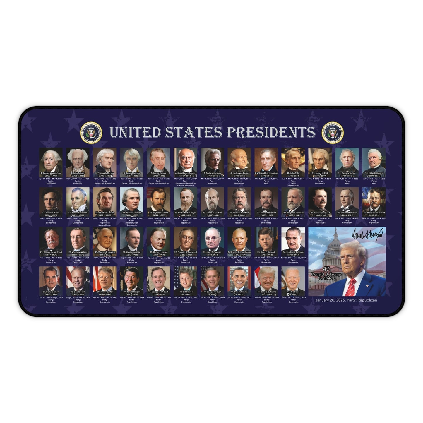 Educational Desk Mat / US Presidents