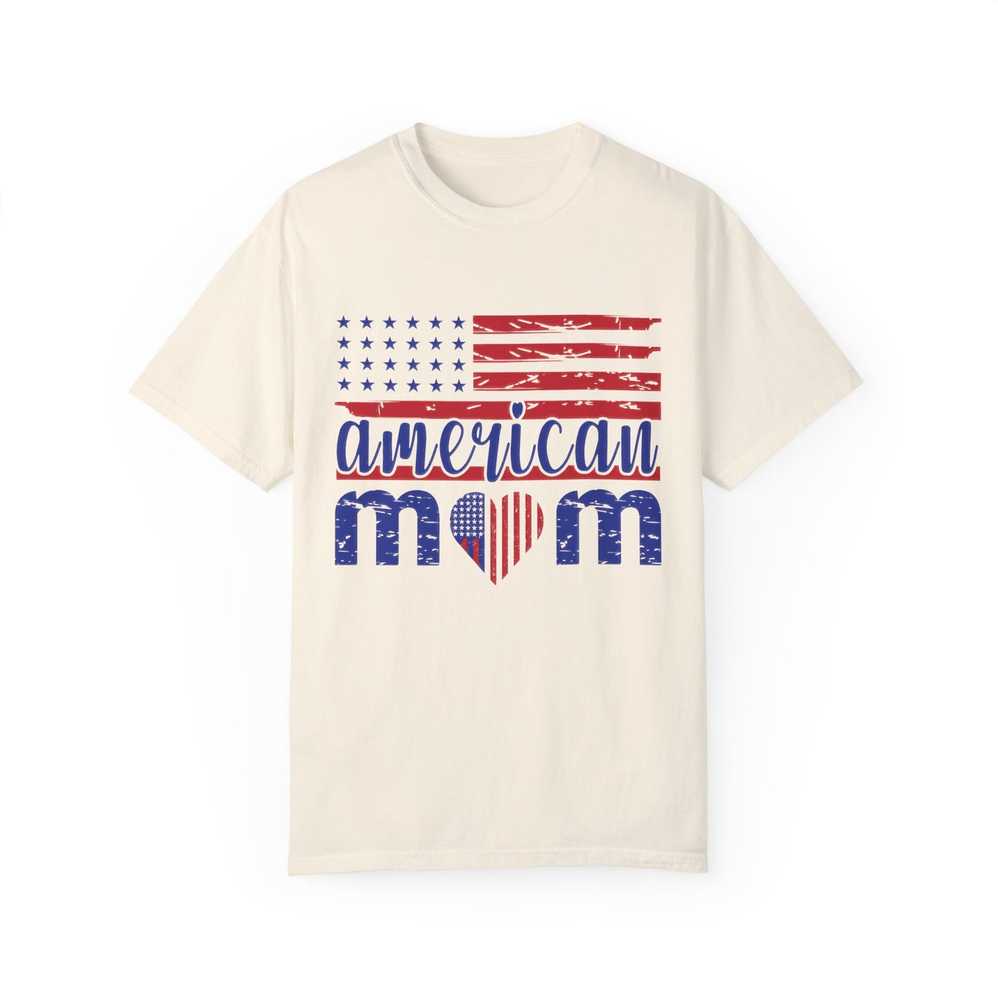 American Mom Garment-Dyed T-Shirt - Patriotic Tee for Moms