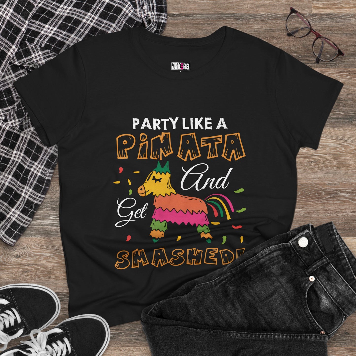Party Like a Piñata Cotton Tee for Women - Fun and Playful Graphic Shirt