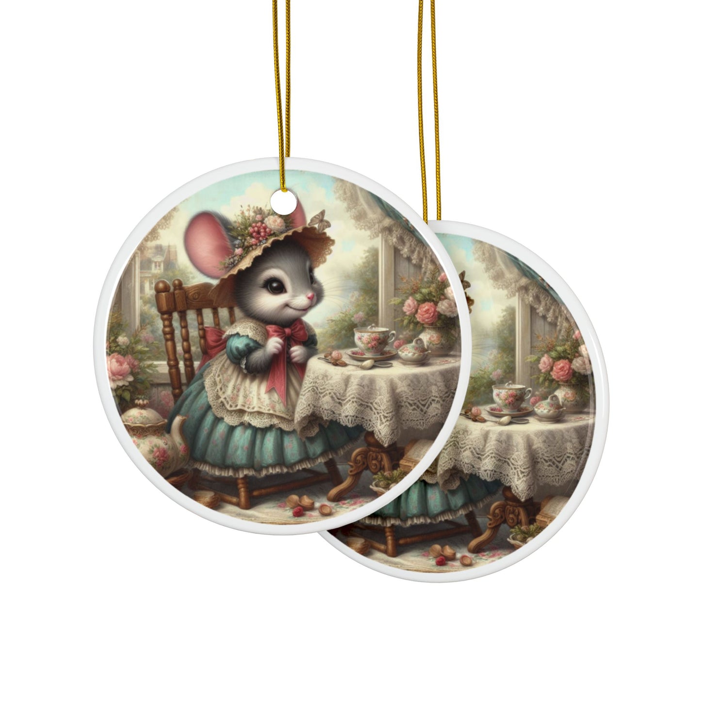 Mouse’s Peaceful Parlor Ceramic Ornaments, 2-Side Print, (1pc, 3pcs, 5pcs, 10pcs)