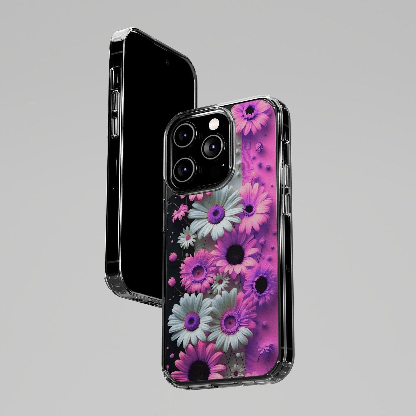 Floral Clear Phone Case – Pink Flower Design