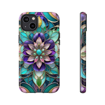 Floral Stained Glass Tough Phone Case -Stylish Protection for Your Device