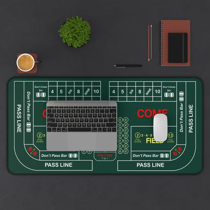 Casino Craps 2 Desk Mat — 2-in-1 Gaming Surface / Green
