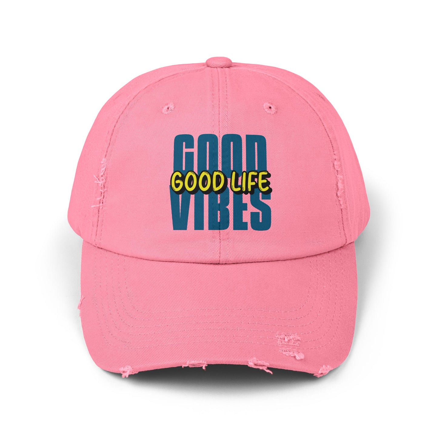 Good Vibes Good Life Unisex Distressed Cap