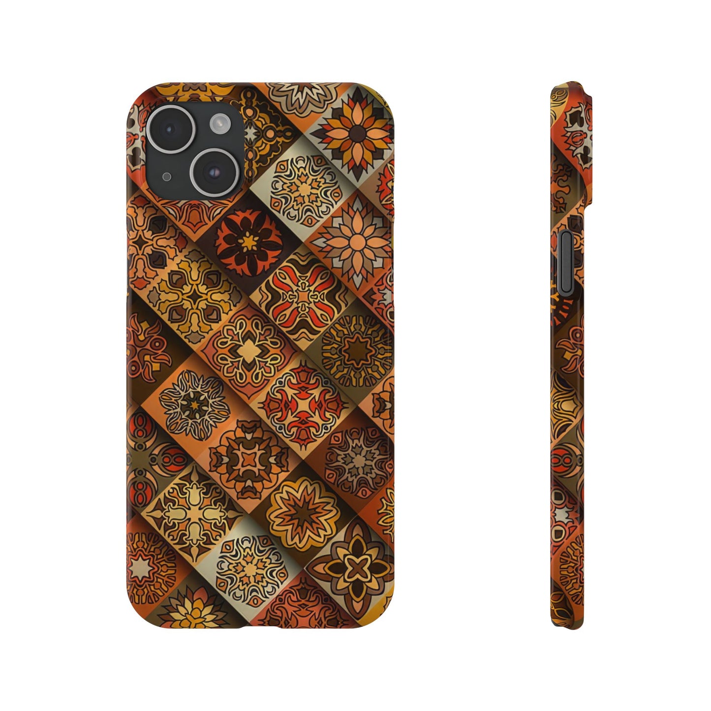 Aztec Geometric Slim Case, Boho Orange