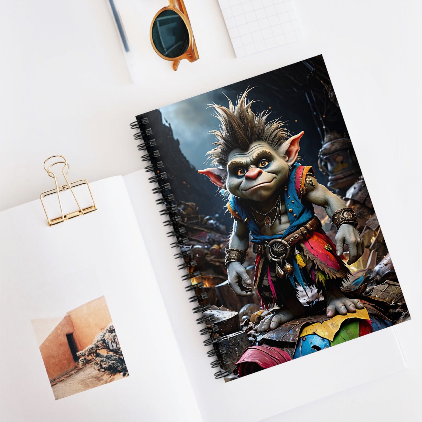 Fantasy-Themed Spiral Notebook with Ruled Lines, Troll Design