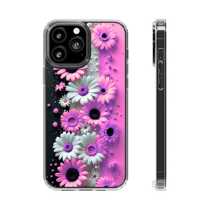 Floral Clear Phone Case – Pink Flower Design