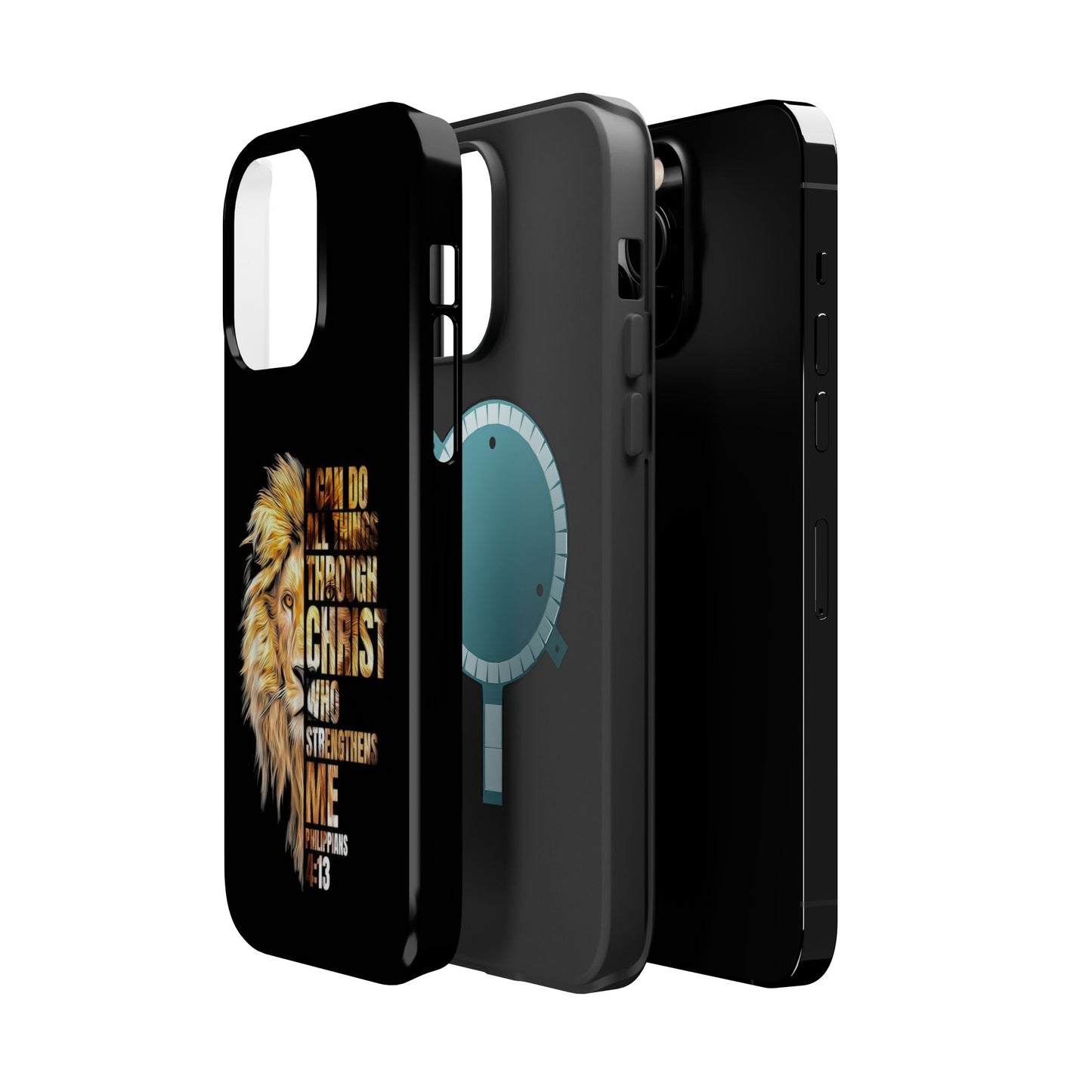 Inspirational Lion Magnetic iPhone Case, Strength & Faith, Christian Accessories