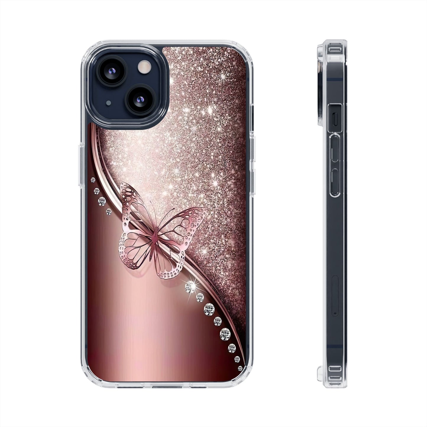 Elegant Butterfly Clear Case, Stylish Transparent Protective Cover for Women