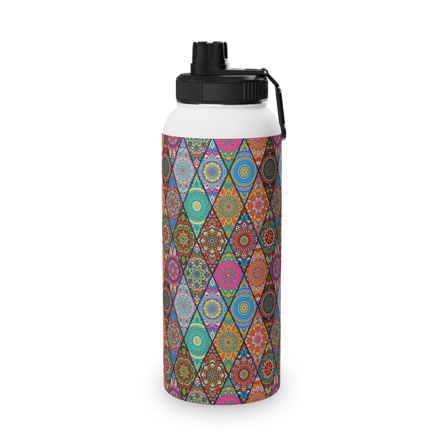 Mandala Argyle Stainless Steel Water Bottle, Sports Lid