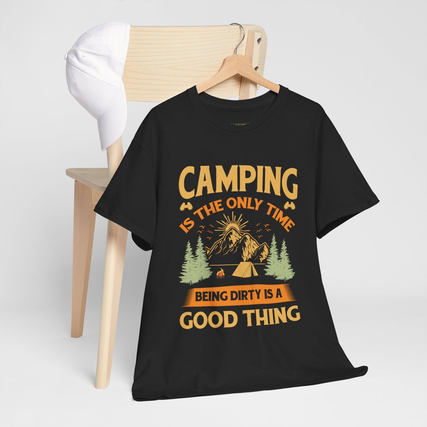 Camping Vibes Unisex Heavy Cotton Tee - "Being Dirty is a Good Thing"