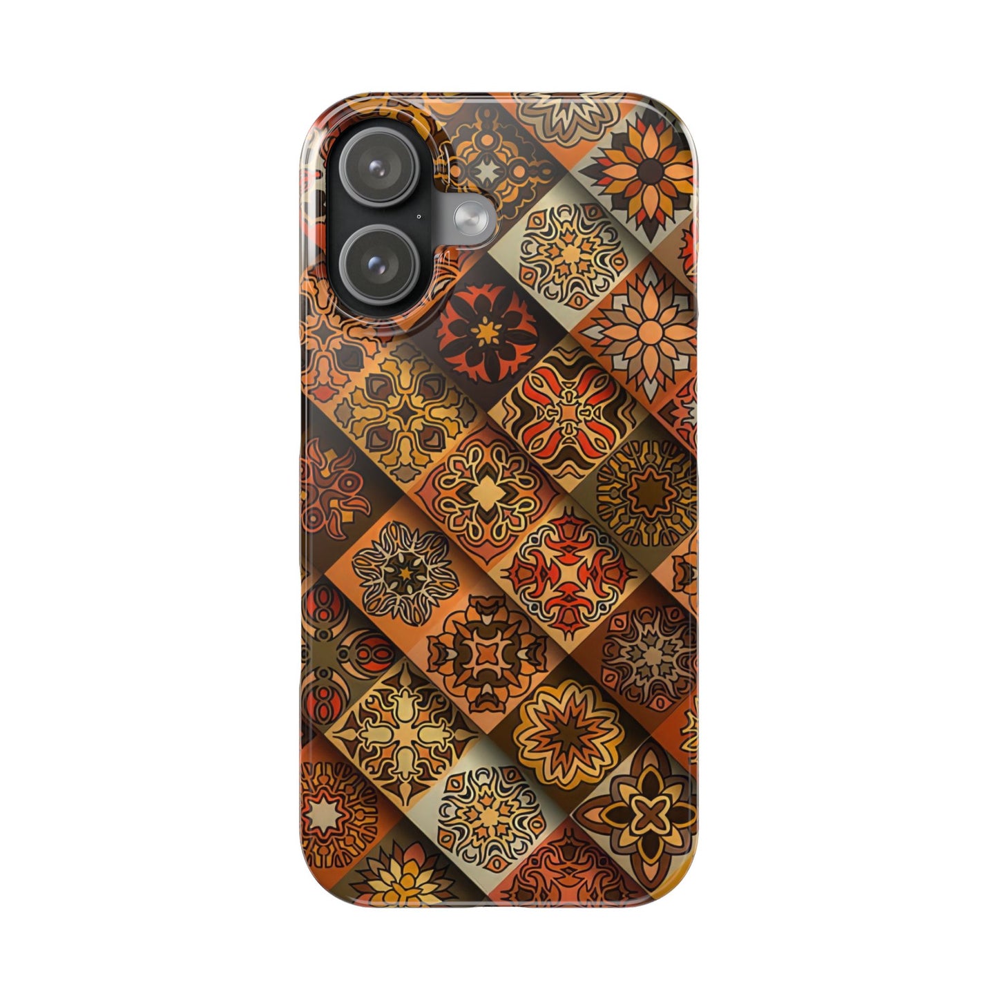 Aztec Geometric Slim Case, Boho Orange