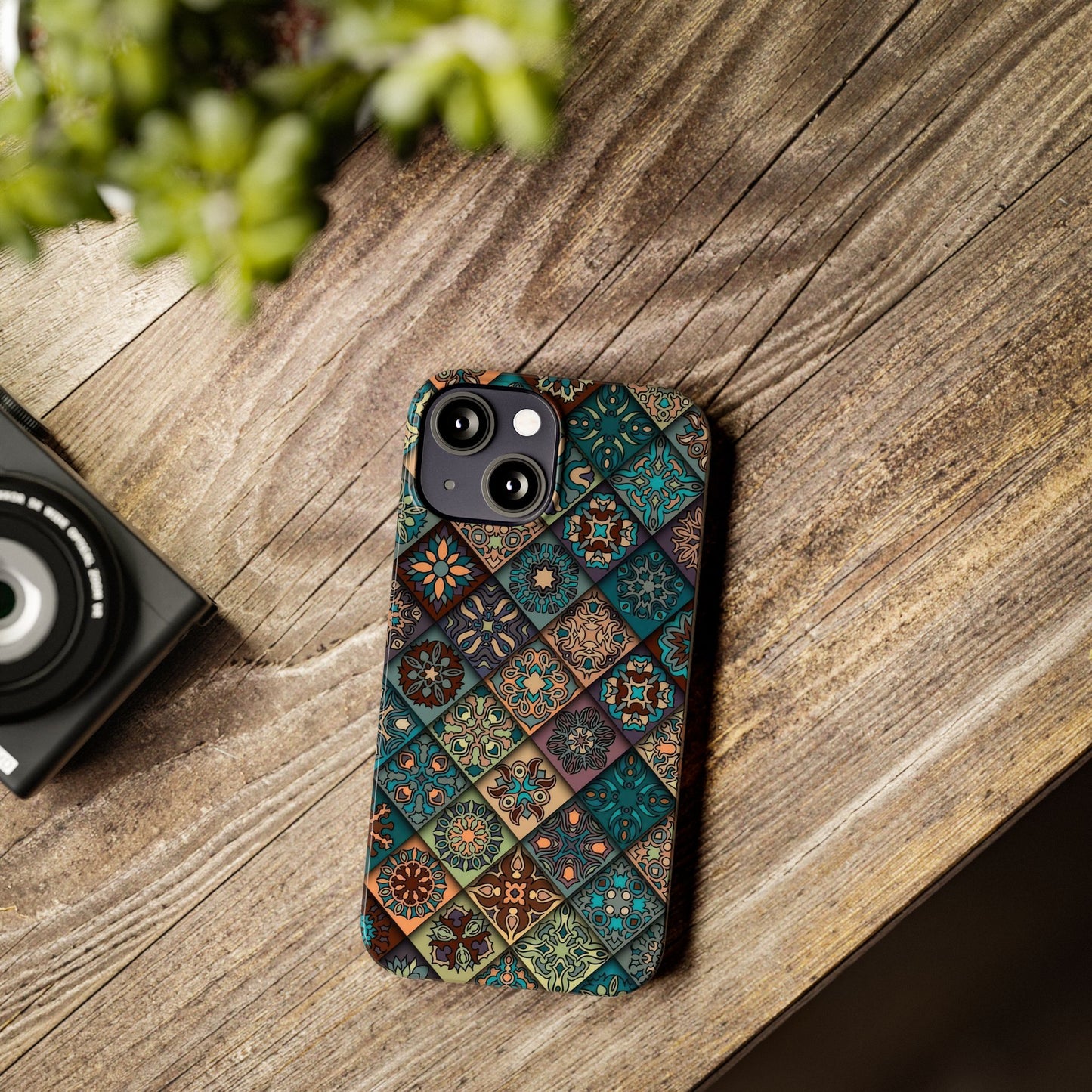 Aztec Geometric Slim Cases, Boho Blue