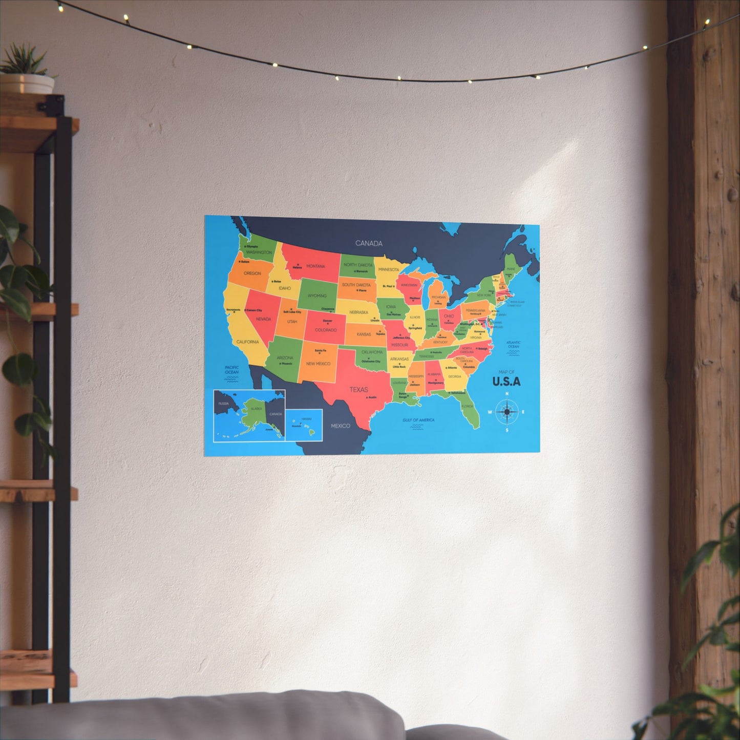 USA Map States and Capitals Posters