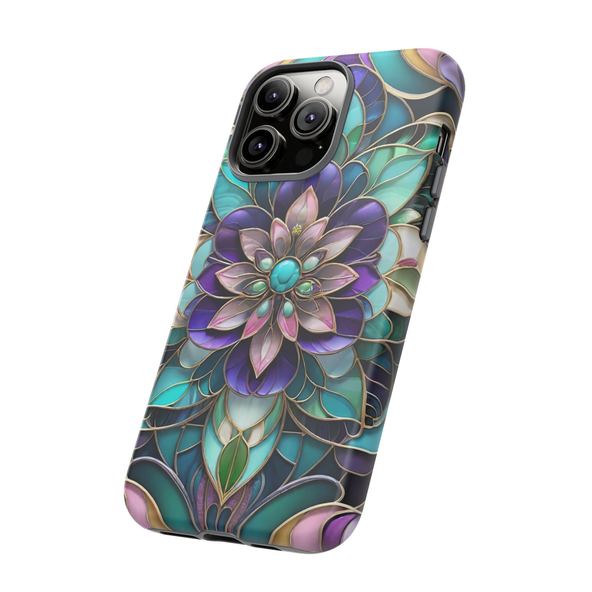 Floral Stained Glass Tough Phone Case -Stylish Protection for Your Device