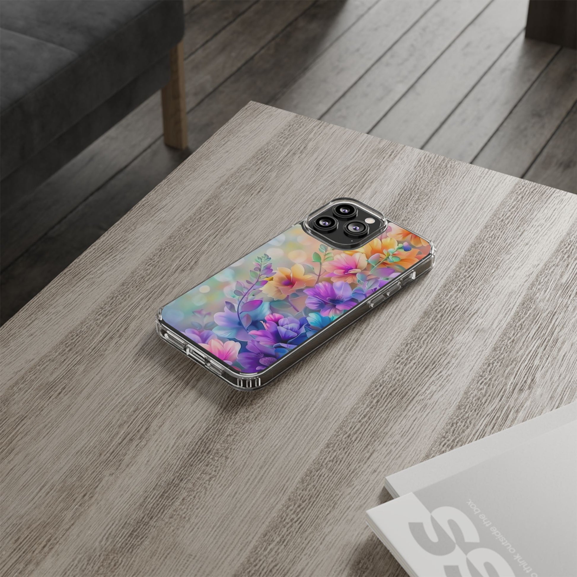 Floral Clear Phone Case -  Colorful Spring Design