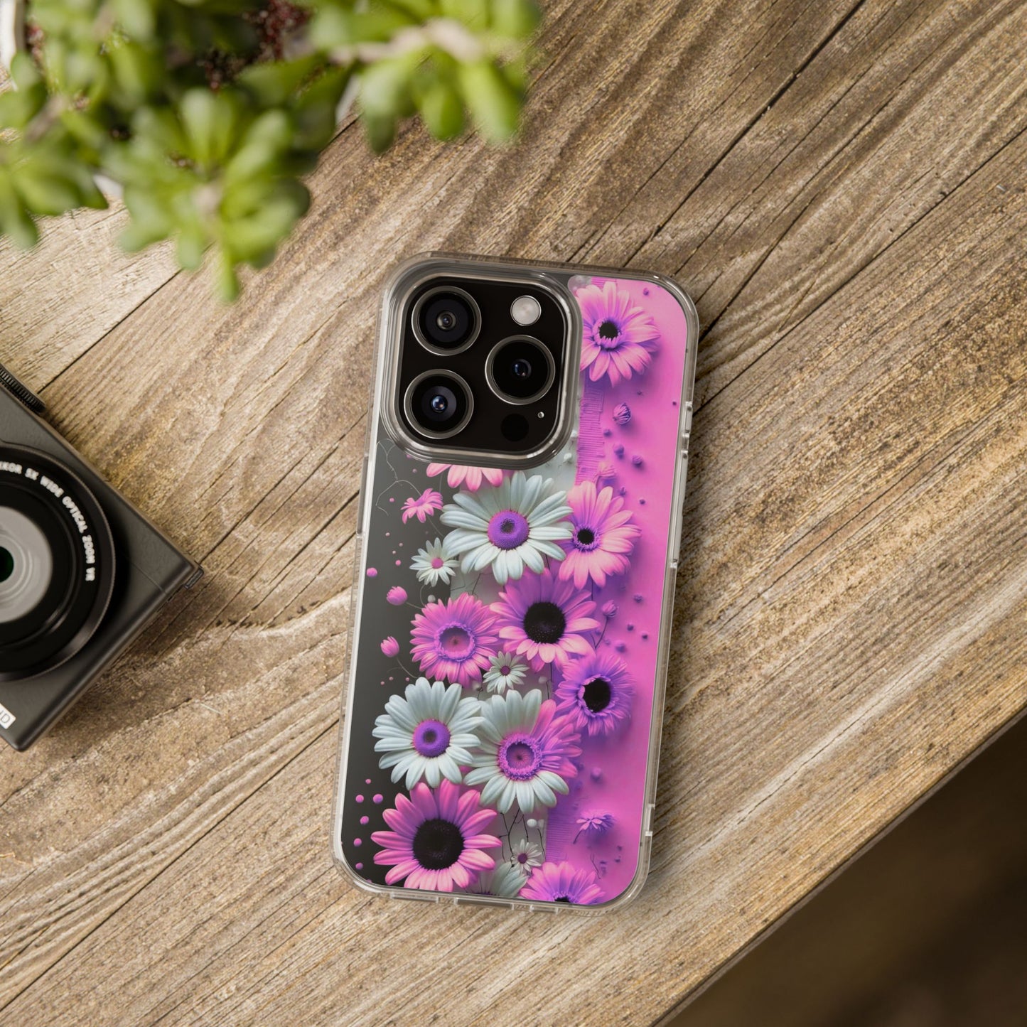 Floral Clear Phone Case – Pink Flower Design