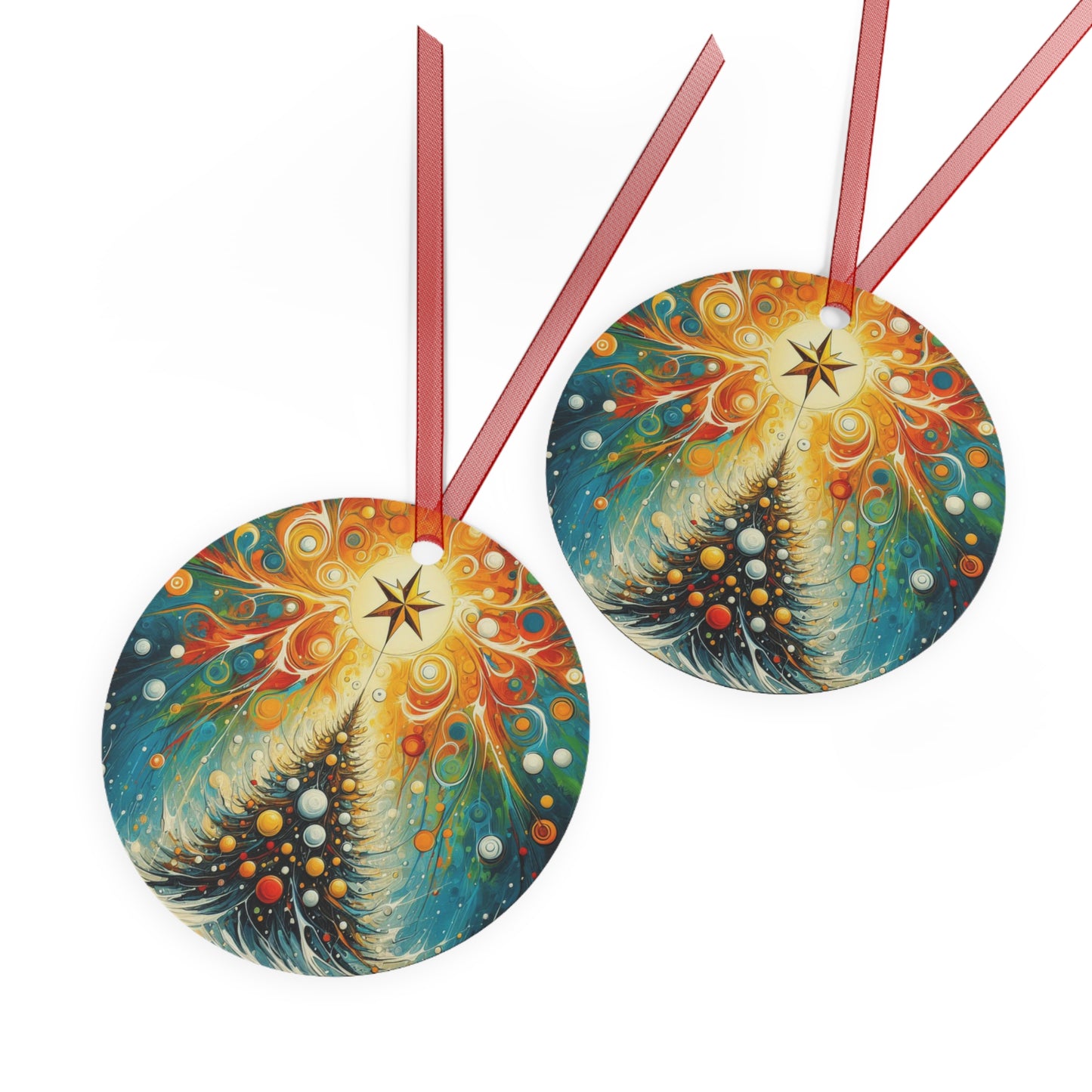 Cosmic Christmas Metal Ornaments, 2-Side Print